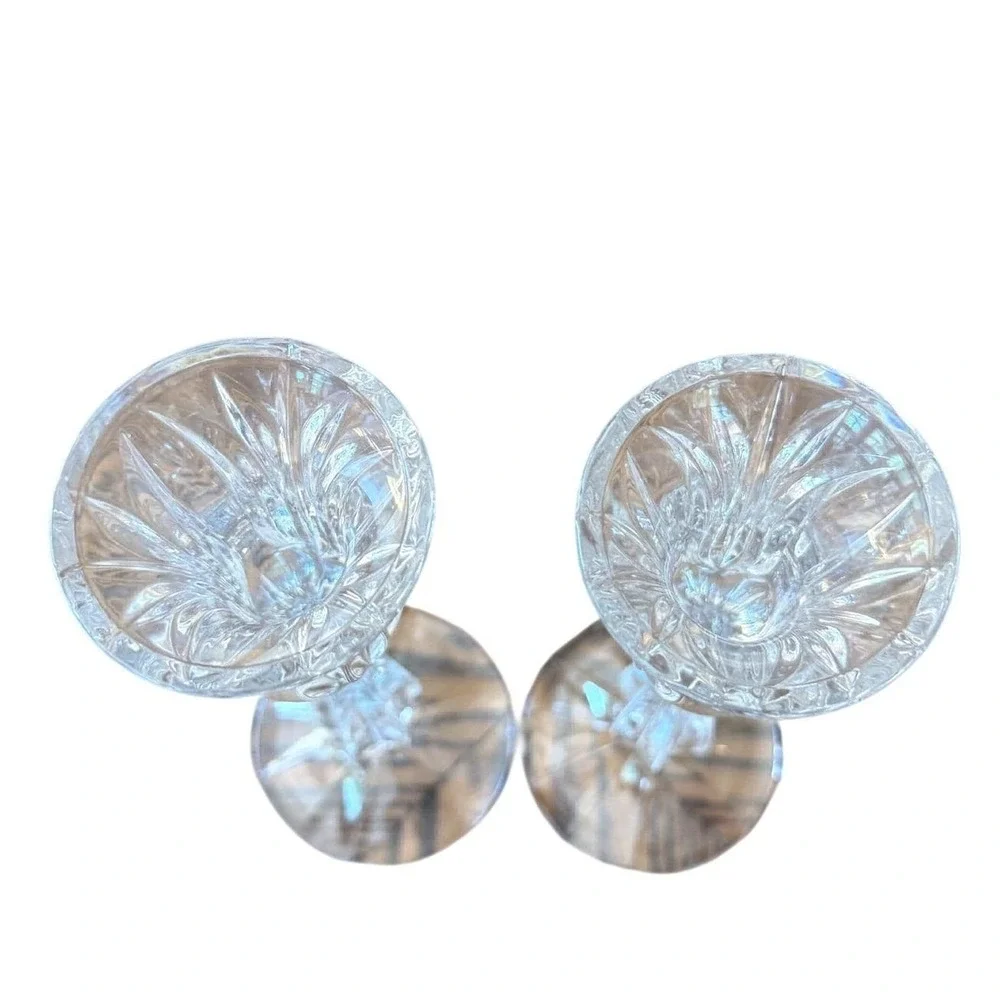 Vintage Crystal Tulip Candlesticks Unmarked Lead Crystal Candle Holders 8 Inch